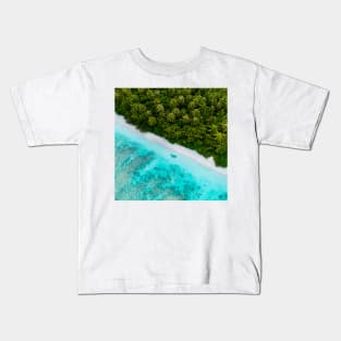 Blue Ocean Waves And Yellow Sand Kids T-Shirt